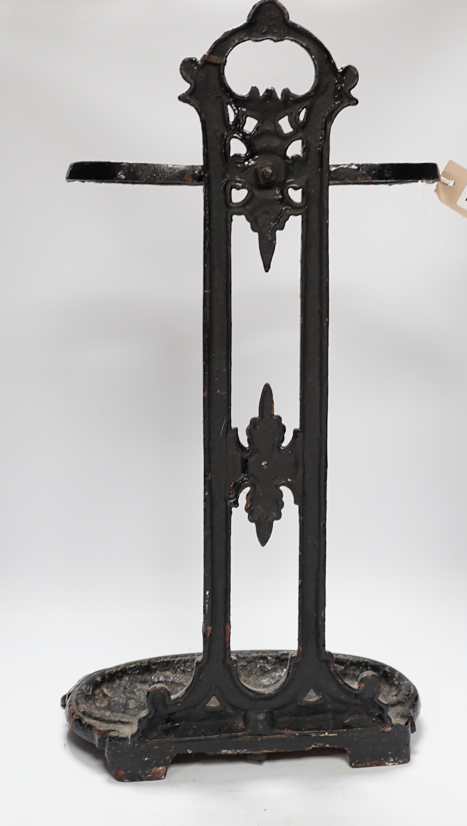 A Victorian cast iron stick stand, 62cm high